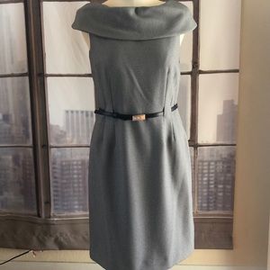 Black and white belted dress